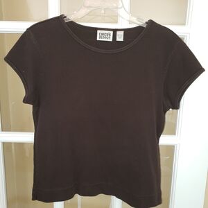 Chico's Short Sleeve Crewneck Tee in Chocolate Brown